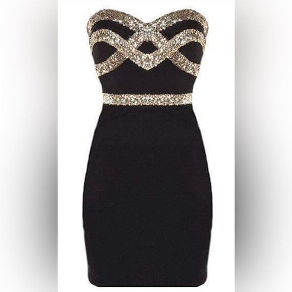 Trimmed Strapless Figure-Flattering Bodycon Party, Cocktail, Date Night, Dress M - Picture 1 of 3
